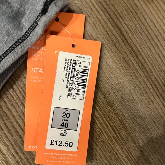 Marks & Spencer Black and Gray Tee with Pink Trim - Picture 3 of 5